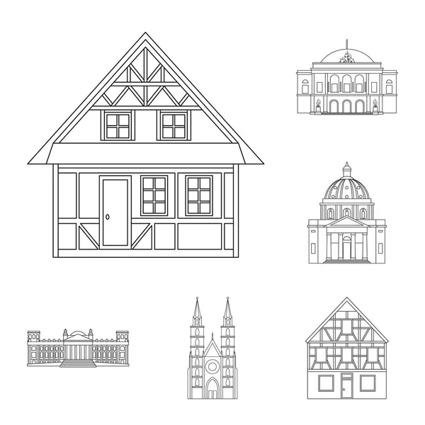 Διάνυσμα σχεδιασμός του κτιρίου και η πόλη σύμβολο. Σύνολο του κτηρίου και εικονογράφηση διάνυσμα απόθεμα επιχειρήσεων. — Διανυσματικό Αρχείο