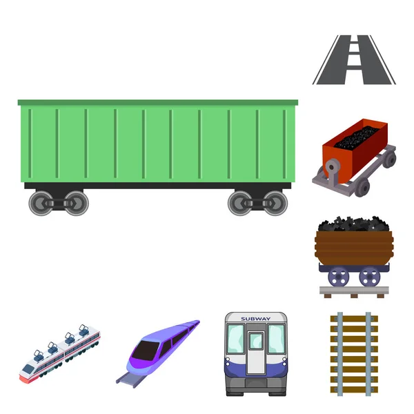 Objeto aislado de ferrocarril y tren icono. Conjunto de ilustración del vector de stock ferroviario y de camino . — Vector de stock