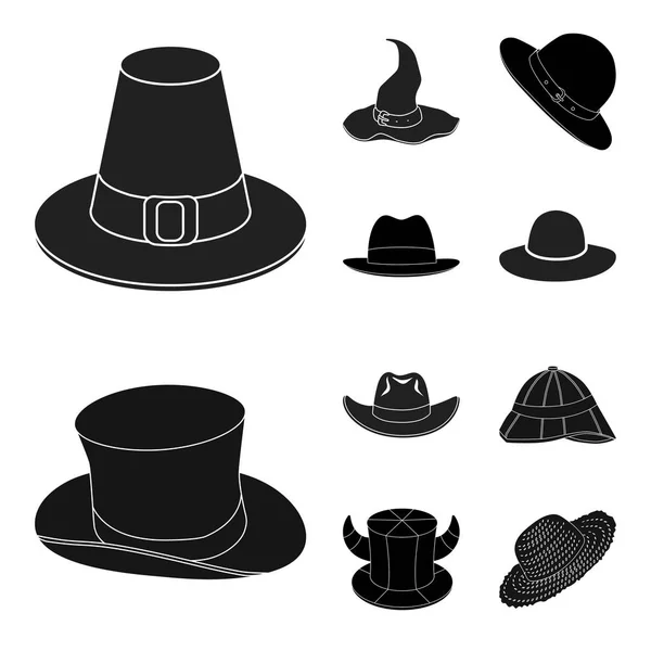 Isolerade objekt av hatt och mössa tecken. Samling av hat och modell vektor ikonen för lager. — Stock vektor
