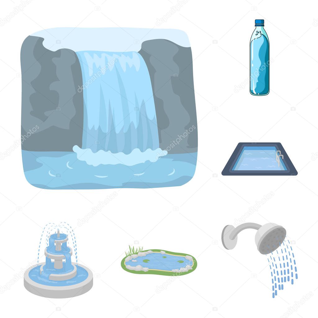 Isolated object of water and drop sign. Collection of water and splash stock vector illustration.