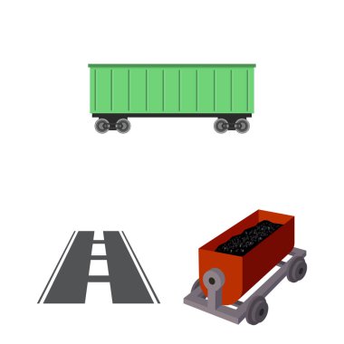 Tren ve tren logo vektör Illustration. Demiryolu ve bir şekilde hisse senedi vektör çizim seti.