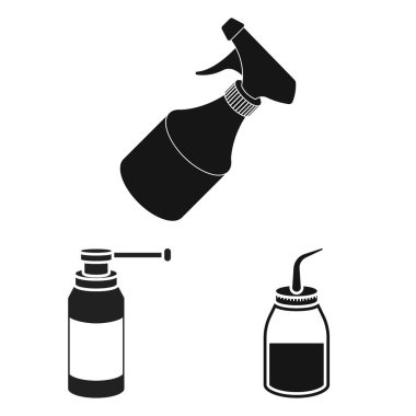 Püskürtücü ve sıvı simge vektör Illustration. Püskürtücü ve hisse senedi için böcek ilacı vektör simge kümesi.