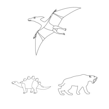 Hayvan ve karakter simge vektör tasarımı. Hayvan ve eski hisse senedi vektör çizim seti.