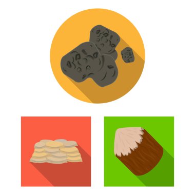 Malzeme ve çimento simgesi yalıtılmış nesne. Web için malzeme ve ev hisse senedi simgesi kümesi.