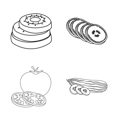 Sebze ve meyve logo vektör Illustration. Sebze toplama ve hisse senedi için gıda vektör simgesi.