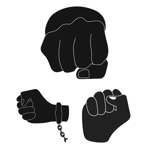 Isolated object of fist and punch sign. Collection of fist and hand vector icon for stock. — Stock Vector