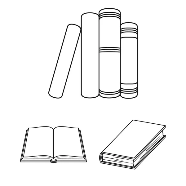 Vektor-Design von Bibliothek und Lehrbuchsymbol. Sammlung von Bibliotheks- und Schulbestandsvektorillustrationen. — Stockvektor