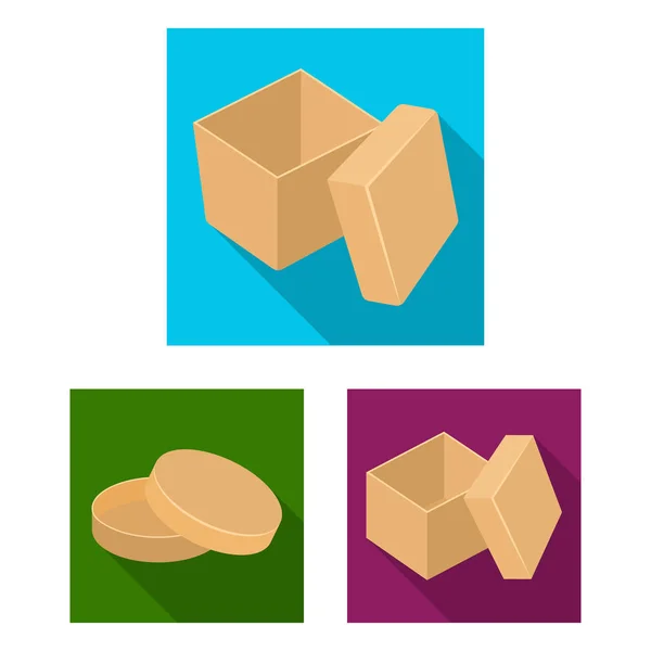 Objeto aislado de cartón y símbolo de entrega. Conjunto de ilustración de vectores de cartón y etiquetas . — Vector de stock