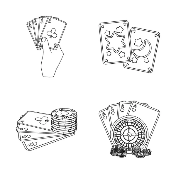 Illustrazione vettoriale del gioco e logo magico. Set di gioco e icona vettoriale del poker per magazzino . — Vettoriale Stock