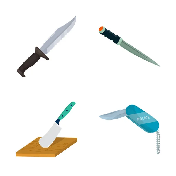 Izolovaný objekt nůž a řez loga. Sada nůž a plochých vektorové ilustrace. — Stockový vektor