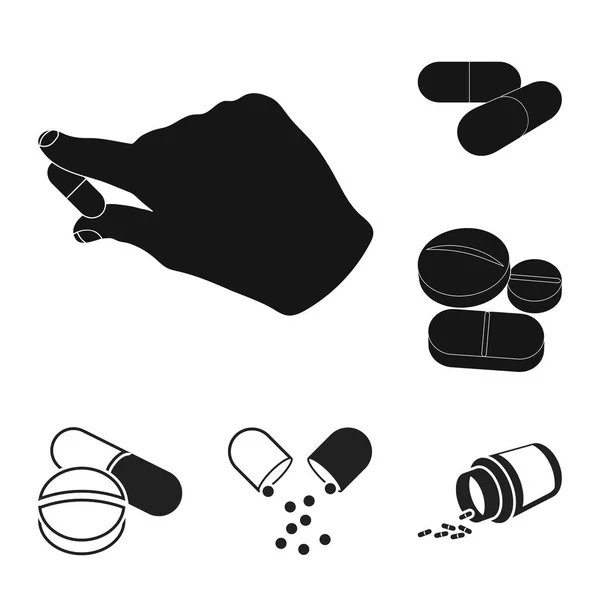 Изолированный объект таблетки и значок лекарства. Коллекция векторной иллюстрации таблеток и витаминов . — стоковый вектор