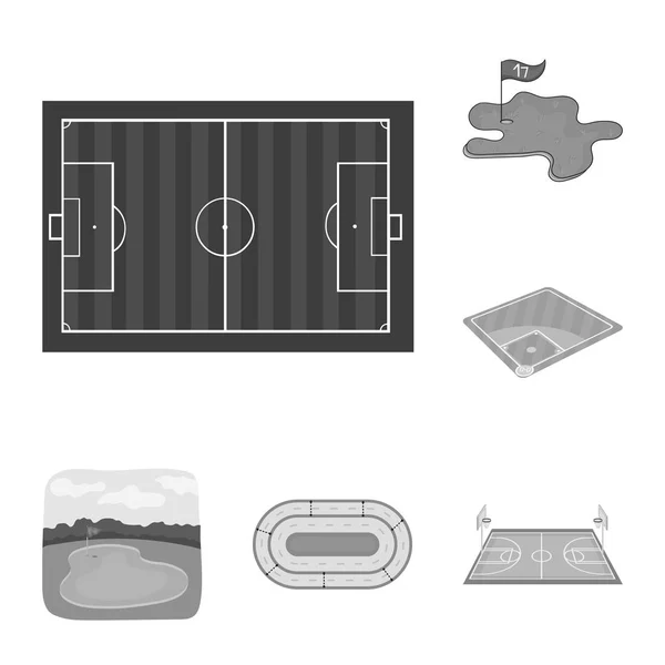 Ilustración vectorial de campo y signo deportivo. Conjunto de icono de campo y vector de juego para stock . — Archivo Imágenes Vectoriales