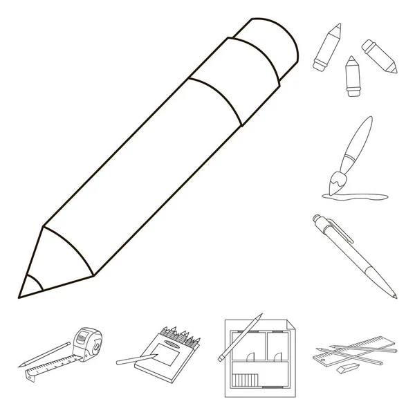 Objeto aislado de lápiz y afilar el logotipo. Colección de lápiz y color símbolo de stock para la web . — Vector de stock