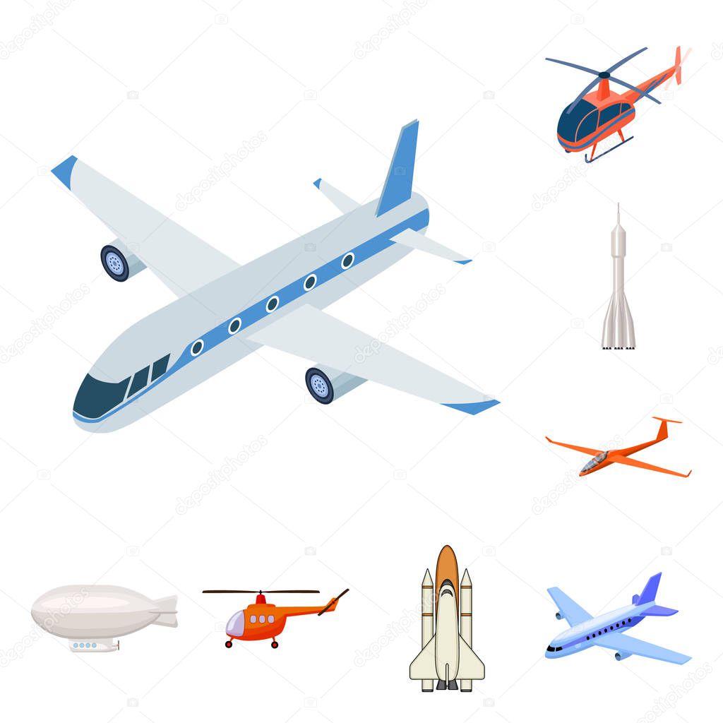 Vector design of transport and object sign. Collection of transport and gliding  stock vector illustration.