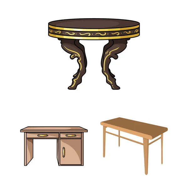 Ilustración vectorial y símbolo de mesa. Colección e ilustración de vector de stock de madera . — Archivo Imágenes Vectoriales