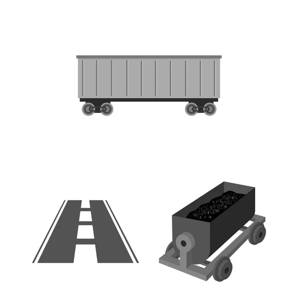 Ilustración vectorial del ferrocarril y el icono del tren. Conjunto de ilustración del vector de stock ferroviario y de camino . — Vector de stock