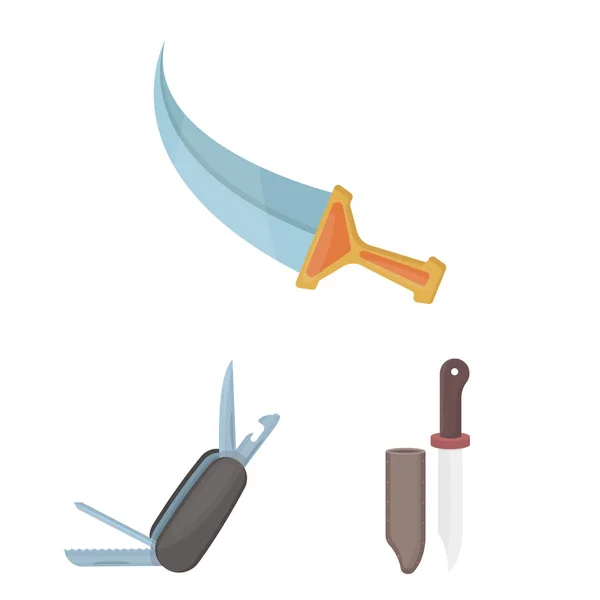 Изолированный объект ножа и вырезанный логотип. Набор иконки ножа и плоского вектора на складе . — стоковый вектор