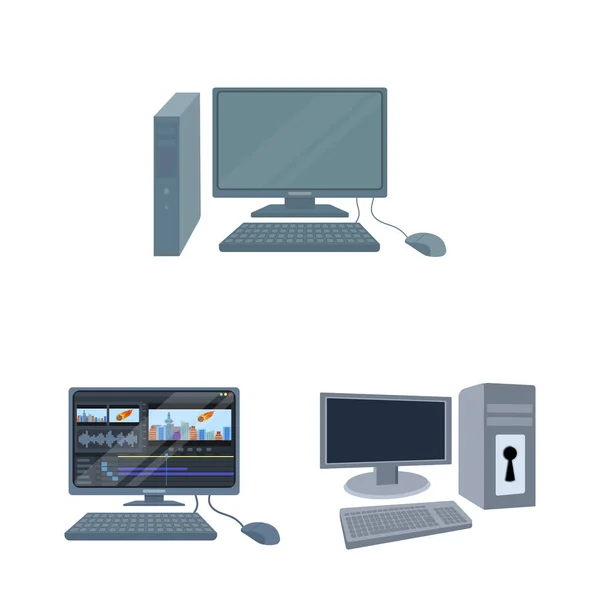 Objeto aislado del icono de la pantalla y del ordenador. Conjunto de ilustración de vector de stock de pantalla y maqueta . — Vector de stock