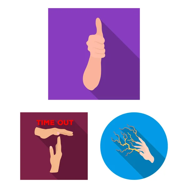 Vector design of animated and thumb icon. Set of animated and gesture stock symbol for web. — Stock Vector