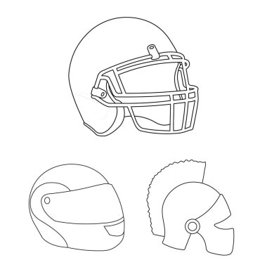 Kask ve spor logo vektör Illustration. Hisse senedi için kask ve moto vektör simge kümesi.