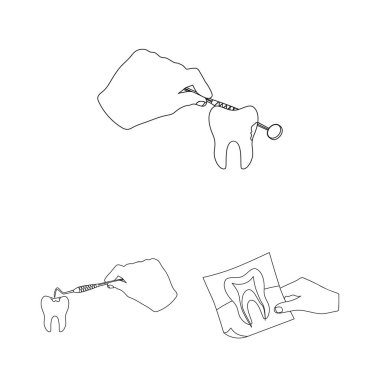 Diş ve mutlu işareti vektör çizimi. Diş ve web için beyazlatma hisse senedi simgesi ayarla.