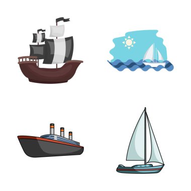 Yat tasarımı vektör ve işareti gemi. Yat ayarla ve web için hisse senedi simgesi cruise.