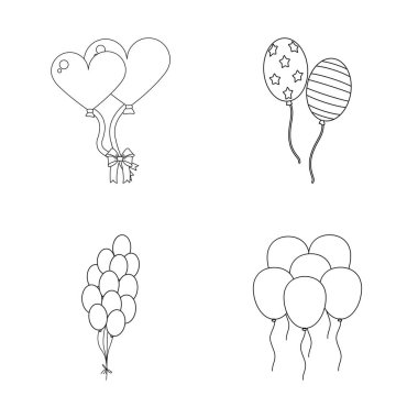 Mutlu ve eğlenceli simgesi yalıtılmış nesne. Hisse senedi için mutlu ve balon vektör simge topluluğu.