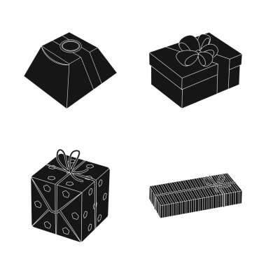 Karton ve teslimat simge vektör tasarımı. Web için karton ve etiket hisse senedi simgesi kümesi.