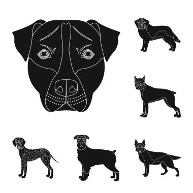 Sevimli vektör tasarımı ve köpek yavrusu logosu. Şirin ve hayvan hisse senedi vektör çizim seti.