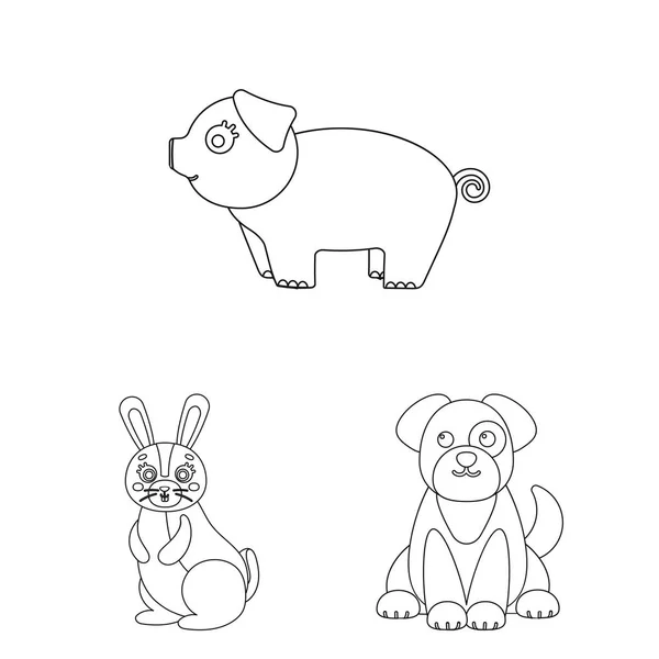 Vektor design av djur- och livsmiljö tecken. Samling av djuret och vektor ikonen för lager. — Stock vektor