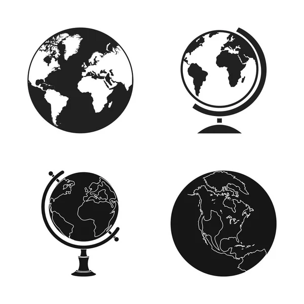 Ilustración vectorial del globo y del logotipo mundial. Colección de globo y tierra símbolo de stock para la web . — Vector de stock