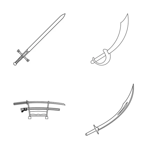 Diseño vectorial de espada y símbolo de hoja. Colección de espada y símbolo de juego de acción para la web . — Vector de stock