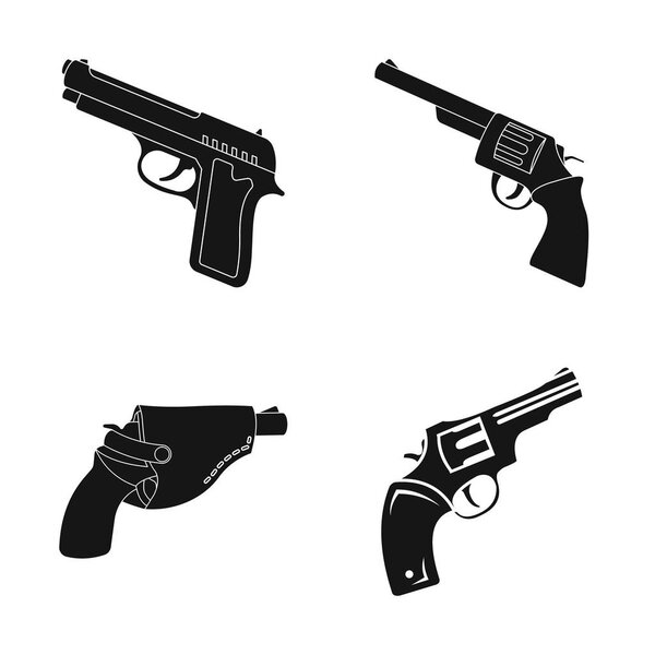 Векторная иллюстрация револьвера и значка пистолета. Коллекция значков револьверов и триггеров для склада
.