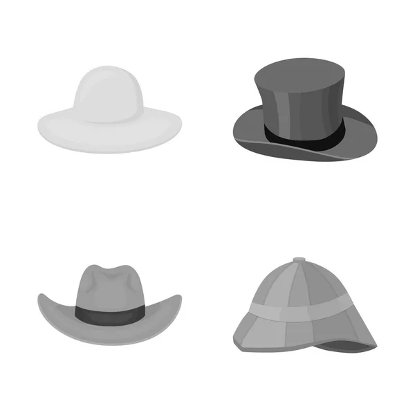 帽子とキャップのシンボルの孤立したオブジェクト。Web の帽子とモデルのストック シンボルのコレクション. — ストックベクタ