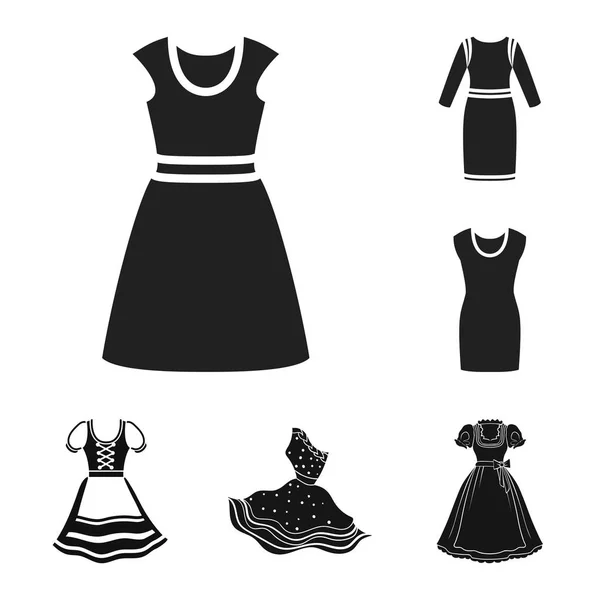 Objeto aislado de vestido y logotipo de la ropa. Conjunto de vestido e icono vectorial de noche para stock . — Vector de stock