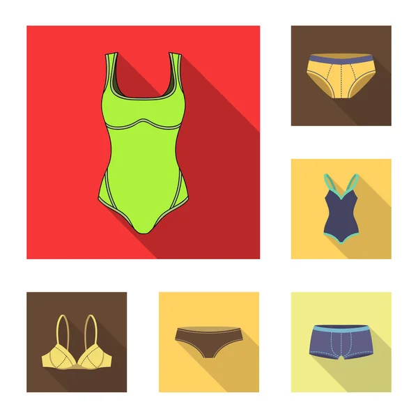 Elkülönített objektum bikini és a divat-jel. Gyűjtemény a bikini és fürdőruha vektor stock illusztráció. — Stock Vector