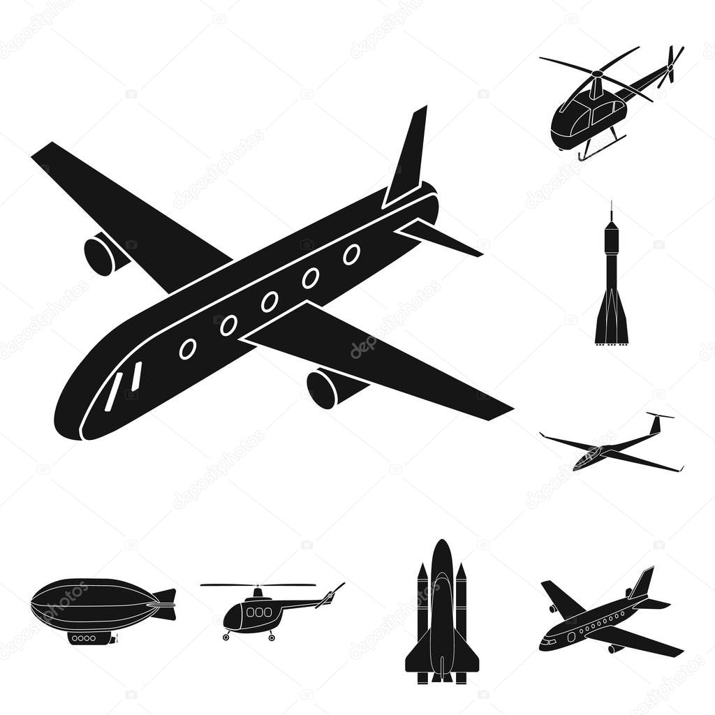 Vector illustration of transport and object logo. Set of transport and gliding  vector icon for stock.