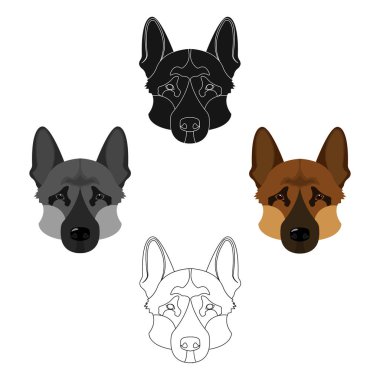 Köpek doğurmak, Alman Shepherd.Muzzle çizgi film tarzı vektör simge stok çizim web Alman çoban tek simgesinin.