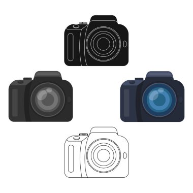 Kamera dedektif. Fotoğraf makinesi, sahne çekim ve cinayet işlemek için. Resimde çizgi film tarzı vektör simge stok Dedektif tek simge.