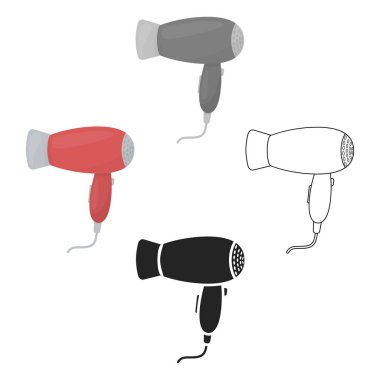 Saç kurutma makinesi simgesini beyaz arka plan üzerinde izole karikatür tarzı. Hairdressery sembol stok vektör çizim.