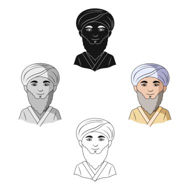 Orta Asia.Human yarış tek simge karikatür tarzı vektör simge stok çizim web içinde gelen adam.