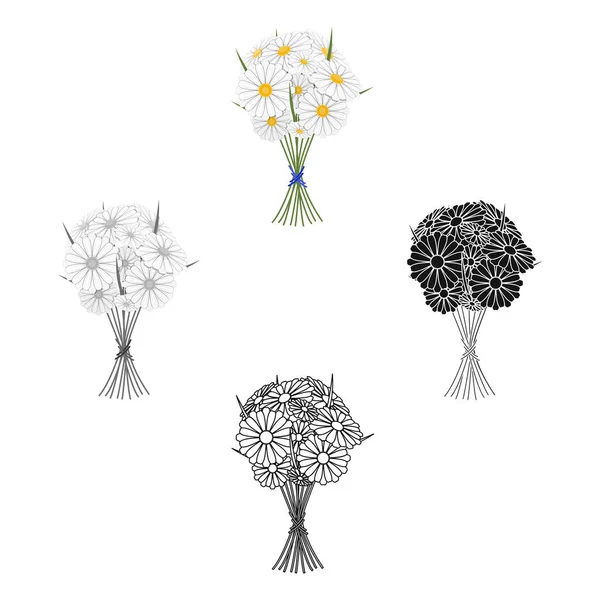 Ein Strauß frischer blumen einzelnes symbol in cartoon, schwarz, monochrom, umriss stil für design. Blumenstrauß Vektor Symbol Stock Illustration Web. — Stockvektor