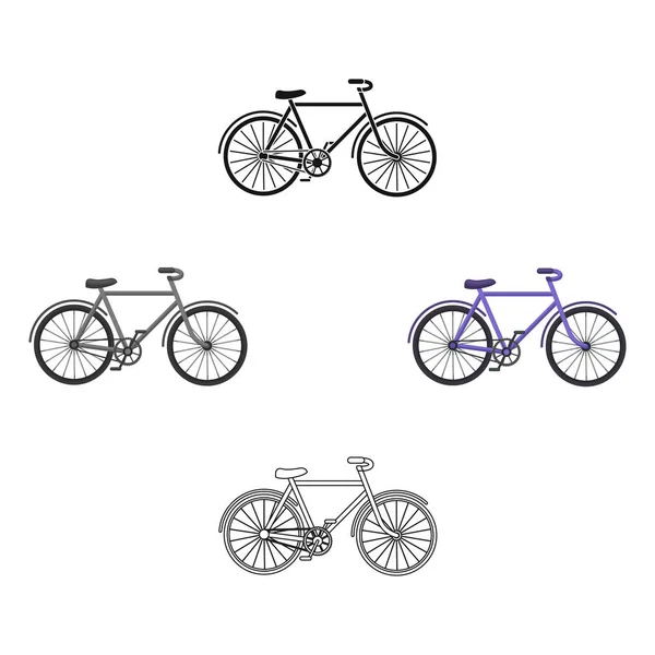 Bicicleta a pie con grandes escudos y curvas de conducción. Transporte económico.Diferentes Bicicleta icono único en el estilo de dibujos animados vector símbolo stock ilustración . — Archivo Imágenes Vectoriales