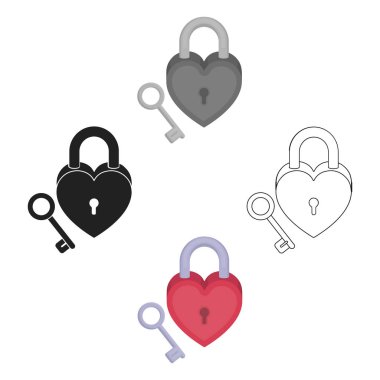 Beyaz arka plan üzerinde izole karikatür tarzı kilit simgesini. Romantik sembol stok vektör çizim.