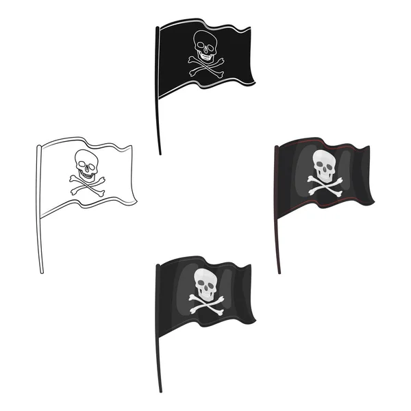 Piratenflaggen-Symbol im Cartoon-Stil isoliert auf weißem Hintergrund. Piraten Symbol Aktienvektor Illustration. — Stockvektor