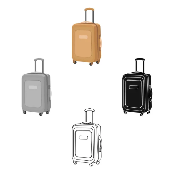 Ikon bagasi perjalanan dalam gaya kartun diisolasi pada latar belakang putih. Ilustrasi stok simbol istirahat dan perjalanan . - Stok Vektor