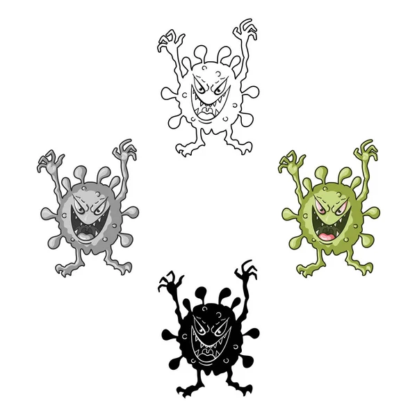 Zelená virus ikona v karikatuře stylu izolovaných na bílém pozadí. Viry a bacteries symbol akcií vektorové ilustrace. — Stockový vektor