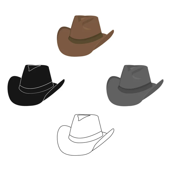 Cowboy hoed pictogram cartoon. Westerse pictogram uit het wilde westen cartoon singe. — Stockvector