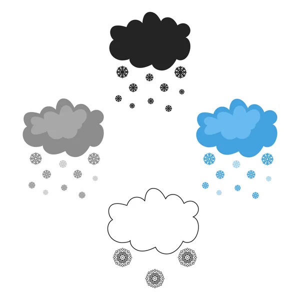 Снегопад значок в стиле мультфильма изолированы на белом фоне. Векторная иллюстрация символов погоды . — стоковый вектор