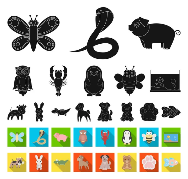An unrealistic black,flat animal icons in set collection for design. Toy animals vector symbol stock web illustration. — Stock Vector